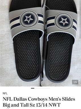 NFL Dallas Cowboys Gray, Navy & Black Slide Sandals for Men Men’s Size 13/14